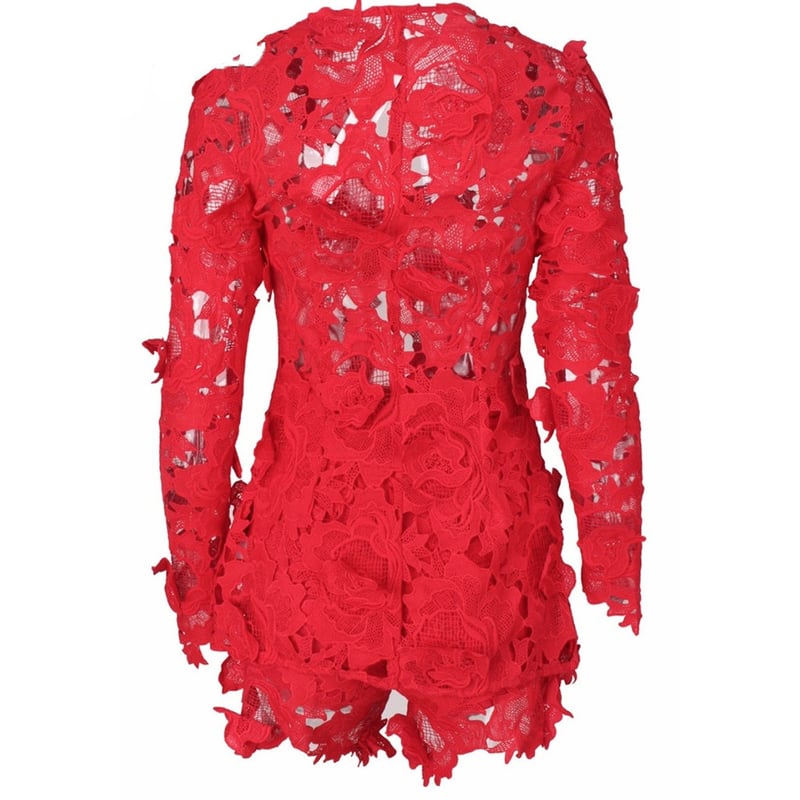 White Lace Long Sleeved Suit - Image 14