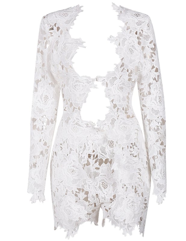 White Lace Long Sleeved Suit - Image 15