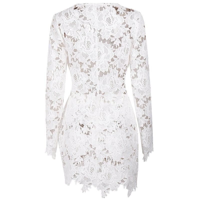 White Lace Long Sleeved Suit - Image 16