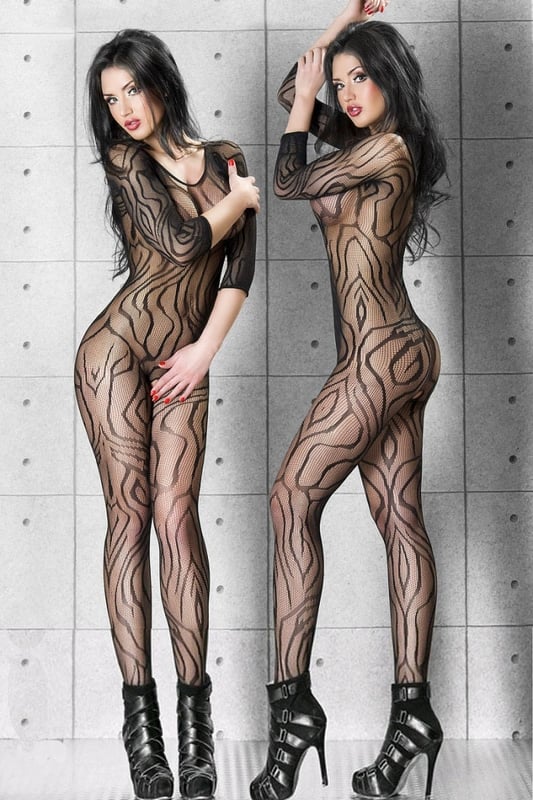 Sexy Stripes Romper Suit  Open Crotch  Bodystocking Stocking Lingerie