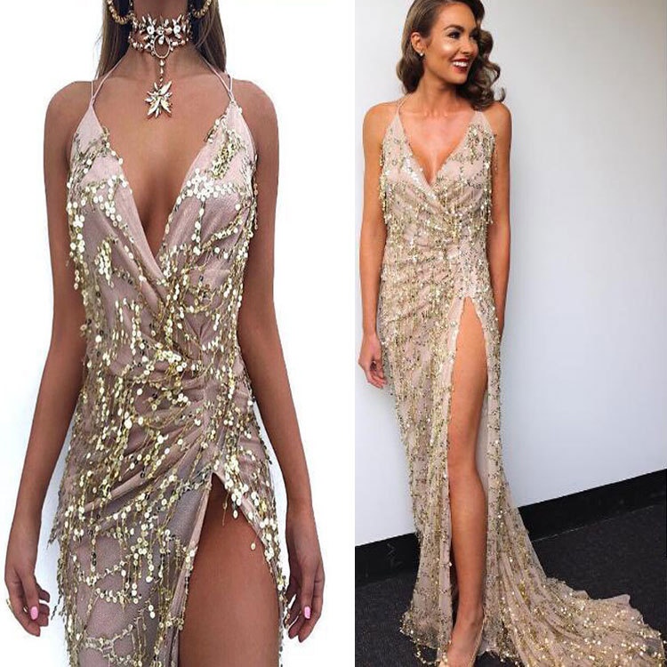 Braces Sexy Backless Deep V-neck Dress - Image 2