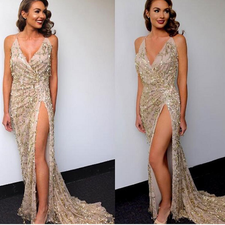 Braces Sexy Backless Deep V-neck Dress - Image 4