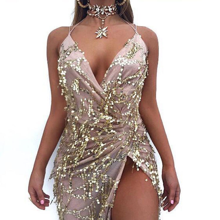 Braces Sexy Backless Deep V-neck Dress - Image 5