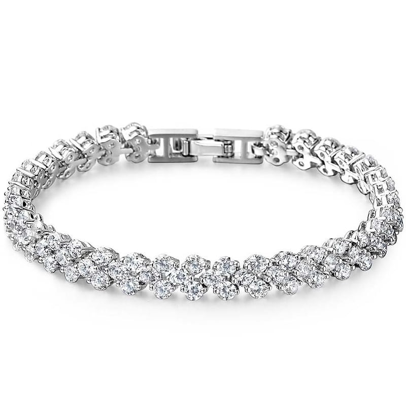 Fashion Roman Style Crystal Diamond Bling Bling Bracelets Woman's 925 Sterling Silver  Valentines Day Jewelry Gifts - Image 5