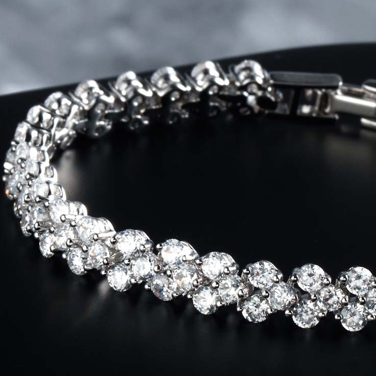 Fashion Roman Style Crystal Diamond Bling Bling Bracelets Woman's 925 Sterling Silver  Valentines Day Jewelry Gifts - Image 4