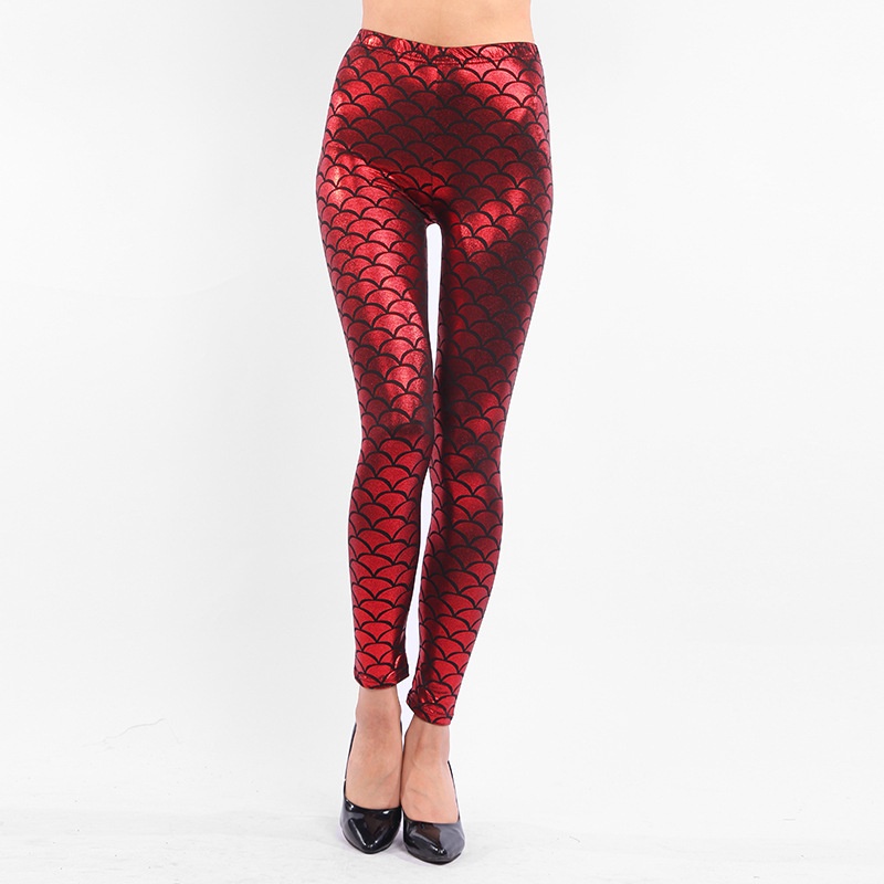 Women's Mermaid Sirena Shine Stretch Leggings  Punk Shiny Fish Scale Pants - Image 16
