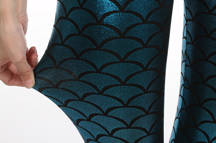 Women's Mermaid Sirena Shine Stretch Leggings  Punk Shiny Fish Scale Pants - Image 3