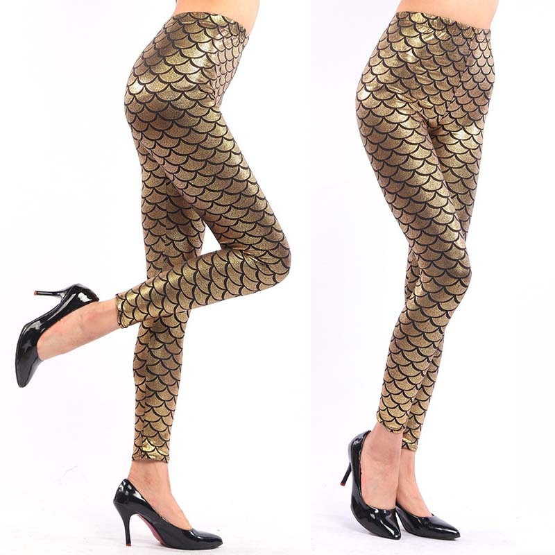 Women's Mermaid Sirena Shine Stretch Leggings  Punk Shiny Fish Scale Pants - Image 7