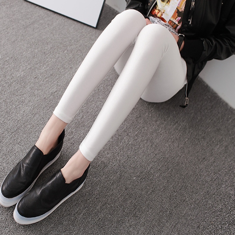 Women's Leggings Fluorescent Ice Silk High Elastic High Waist Tights Female Leggings - Image 4