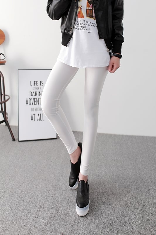 Women's Leggings Fluorescent Ice Silk High Elastic High Waist Tights Female Leggings - Image 5