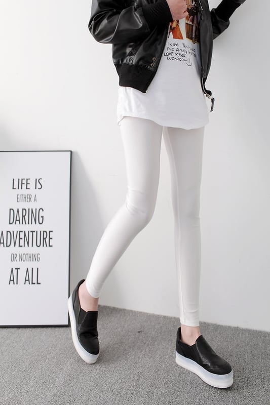 Women's Leggings Fluorescent Ice Silk High Elastic High Waist Tights Female Leggings - Image 6