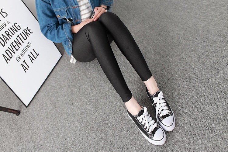 Women's Leggings Fluorescent Ice Silk High Elastic High Waist Tights Female Leggings - Image 9