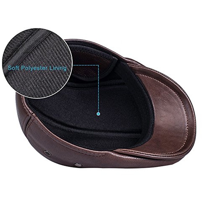 Men's Real Cowhide Leather Beret Hunting Cap Beanie Trucker Cap Mens Sports Hat - Image 11