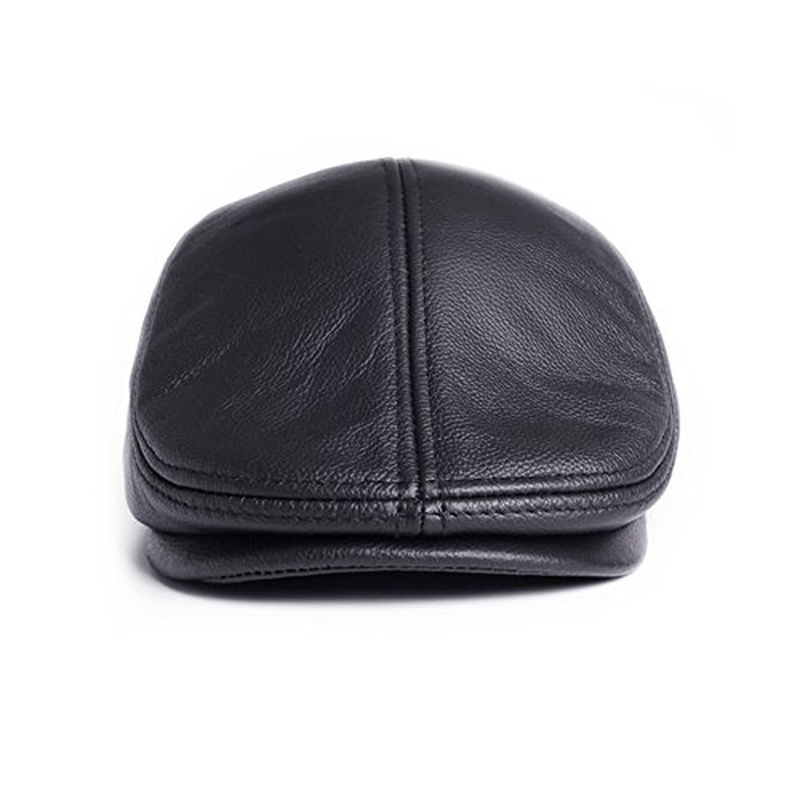 Men's Real Cowhide Leather Beret Hunting Cap Beanie Trucker Cap Mens Sports Hat - Image 15
