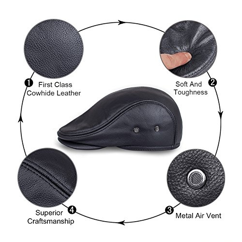 Men Real Leather Golf Cabbie Baker Driving Fashion Newsboy Hat Cap Beret Gatsby Flat Ivy - Image 11