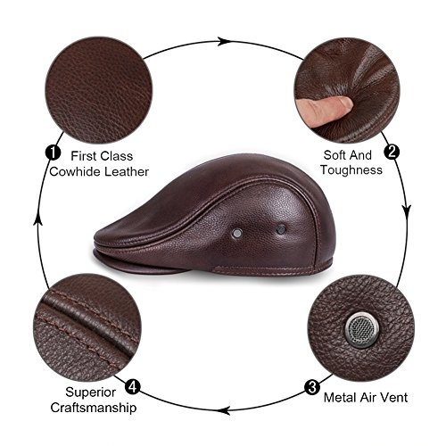 Men Real Leather Golf Cabbie Baker Driving Fashion Newsboy Hat Cap Beret Gatsby Flat Ivy - Image 6