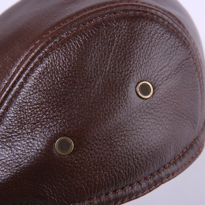 Real Cowhide Leather Cap First Layer Cowhide Leather Hat Genuine Leather Cap - Image 7