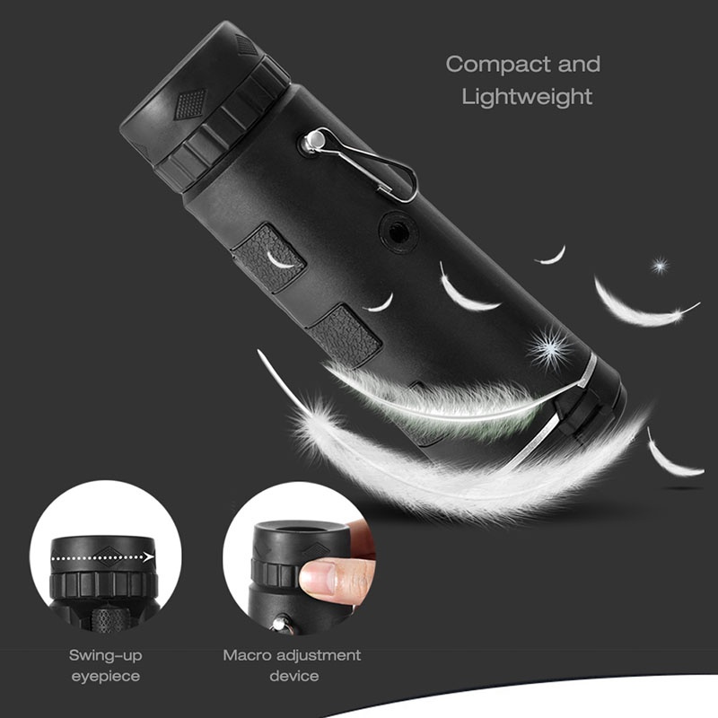 40X60 HD Monocular Telescope with Compass, BAK4 Prisms and Fully Multi-Coated FMC Mini HD Monocular Scope with Tripod/Phone Clip/Strap/Clean Cloth for Stargazing, Bird Watching, Hiking and Sports - Image 14