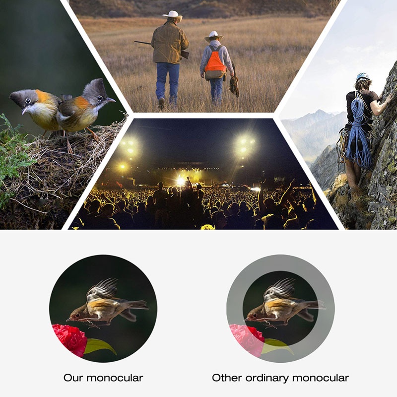 40X60 HD Monocular Telescope with Compass, BAK4 Prisms and Fully Multi-Coated FMC Mini HD Monocular Scope with Tripod/Phone Clip/Strap/Clean Cloth for Stargazing, Bird Watching, Hiking and Sports - Image 13