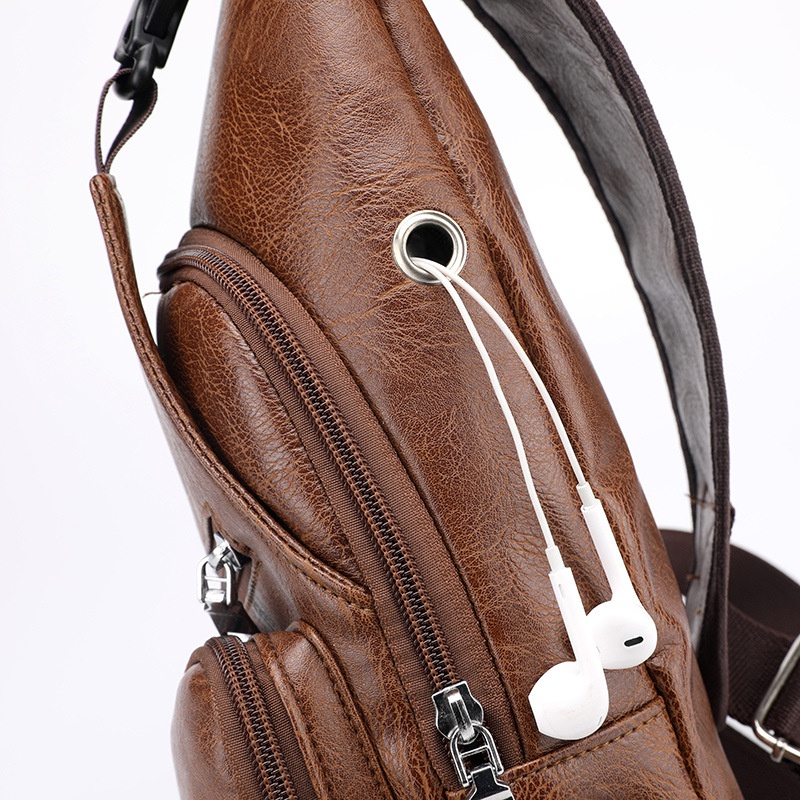Fashion Men's  Leather Bag Chest Pack Crossbody Bags Messenger Bags Vintage Travel Bag  Casual Outdoor Shoulder Bags - Image 11