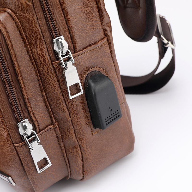 Fashion Men's  Leather Bag Chest Pack Crossbody Bags Messenger Bags Vintage Travel Bag  Casual Outdoor Shoulder Bags - Image 12
