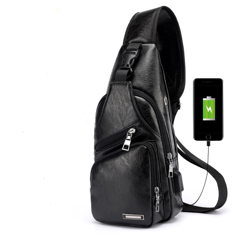 Fashion Men's  Leather Bag Chest Pack Crossbody Bags Messenger Bags Vintage Travel Bag  Casual Outdoor Shoulder Bags - Image 2