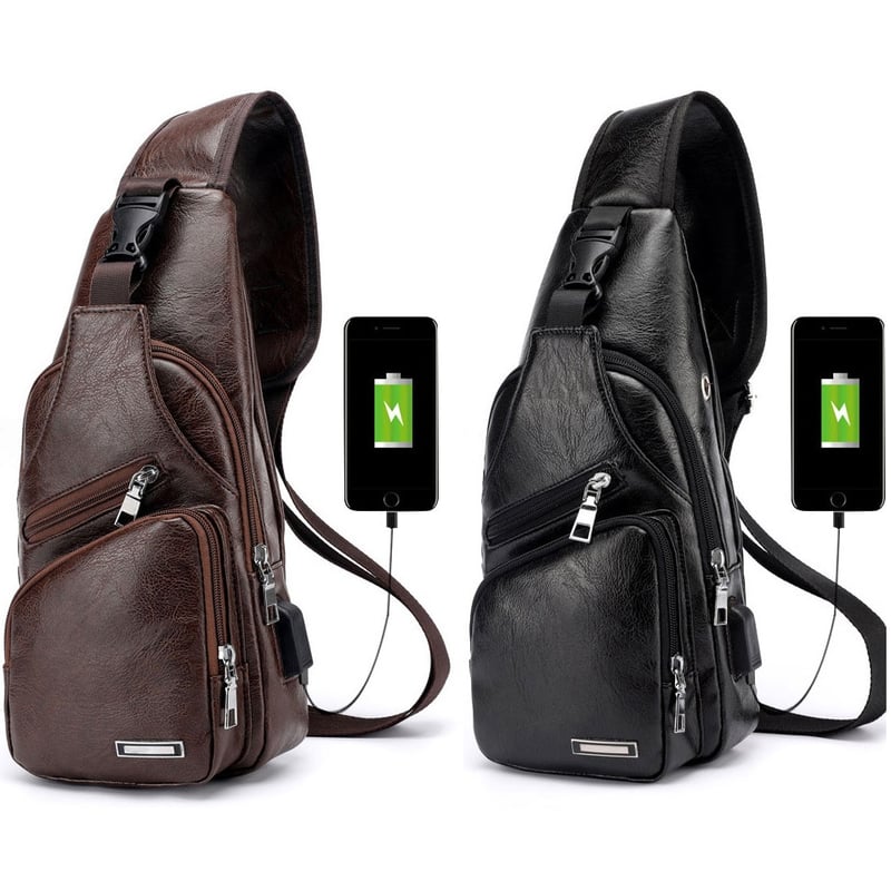 Fashion Men's  Leather Bag Chest Pack Crossbody Bags Messenger Bags Vintage Travel Bag  Casual Outdoor Shoulder Bags - Image 5