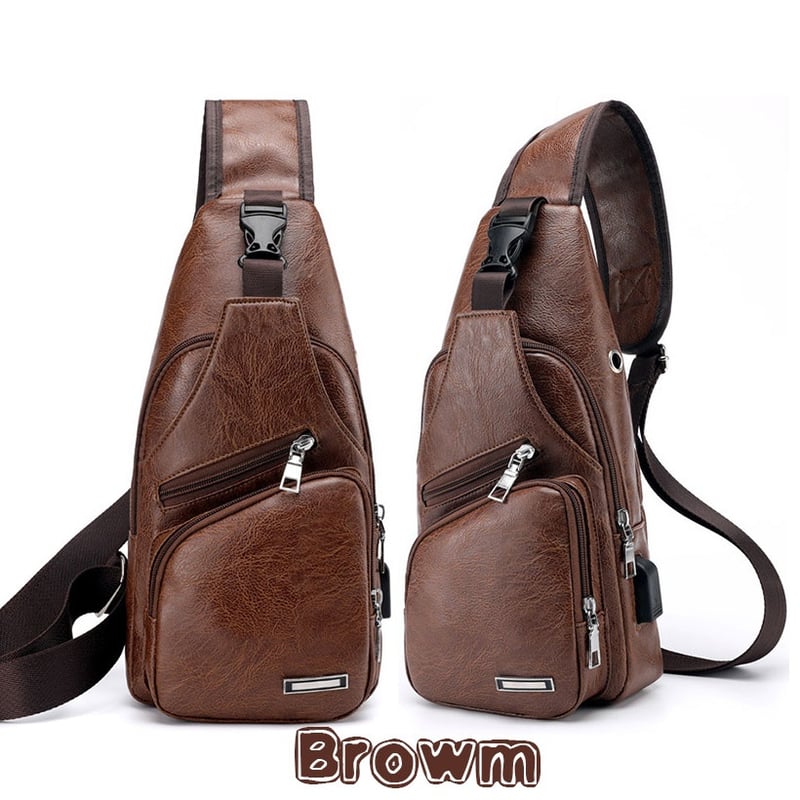 Fashion Men's  Leather Bag Chest Pack Crossbody Bags Messenger Bags Vintage Travel Bag  Casual Outdoor Shoulder Bags - Image 8