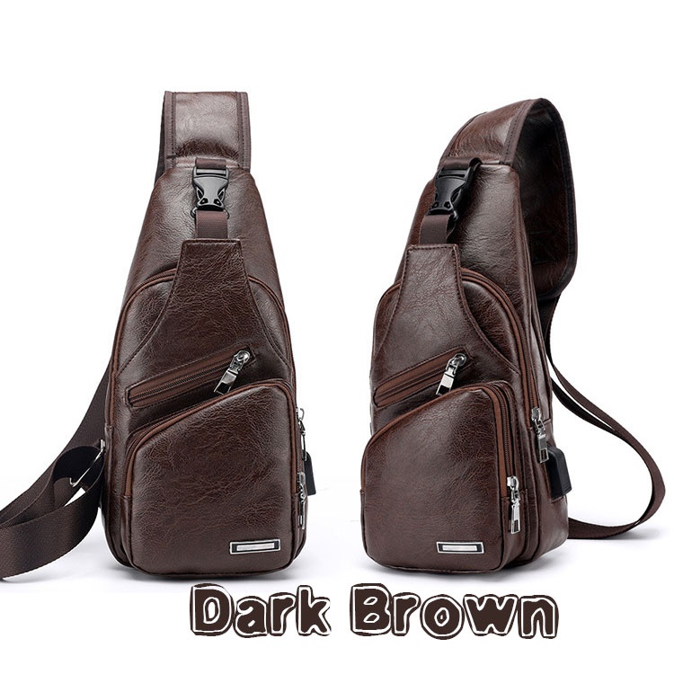 Fashion Men's  Leather Bag Chest Pack Crossbody Bags Messenger Bags Vintage Travel Bag  Casual Outdoor Shoulder Bags - Image 9