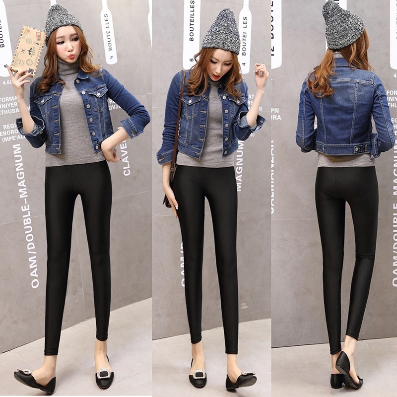 Women's Faux Leather Slim Leggings  High Elastic Sexy  Leggins  Stretch Waist Pants - Image 4