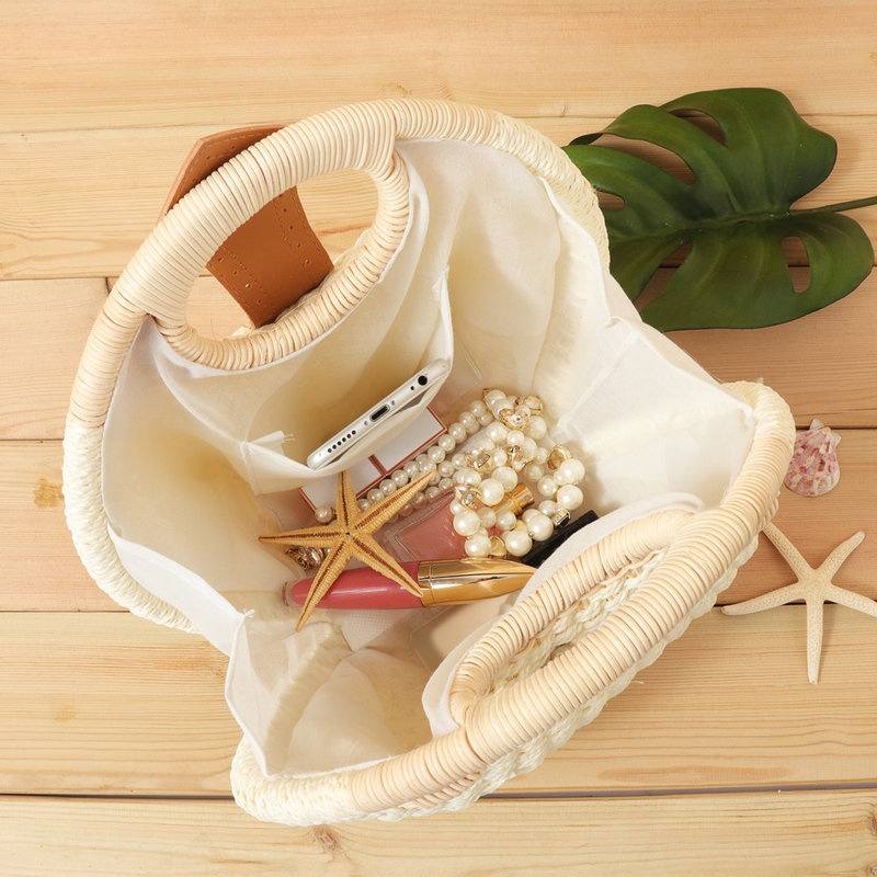 Women Nest Tote Handbag Summer Beach Bags Woman Straw Bags Women's Handbag Rattan Bag - Image 2