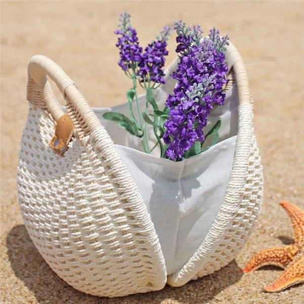 Women Nest Tote Handbag Summer Beach Bags Woman Straw Bags Women's Handbag Rattan Bag - Image 3