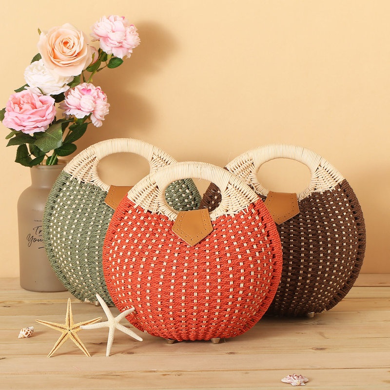 Women Nest Tote Handbag Summer Beach Bags Woman Straw Bags Women's Handbag Rattan Bag - Image 8