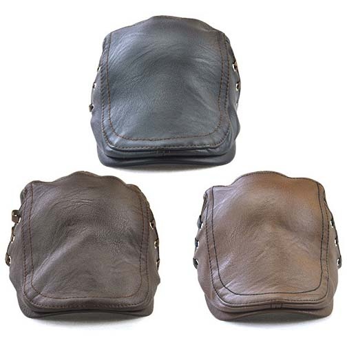 Men's Vintage Newsboy Cap PU Leather IVY Flat Gatsby Hat Winter Golf Driving Hats Beret Caps - Image 9