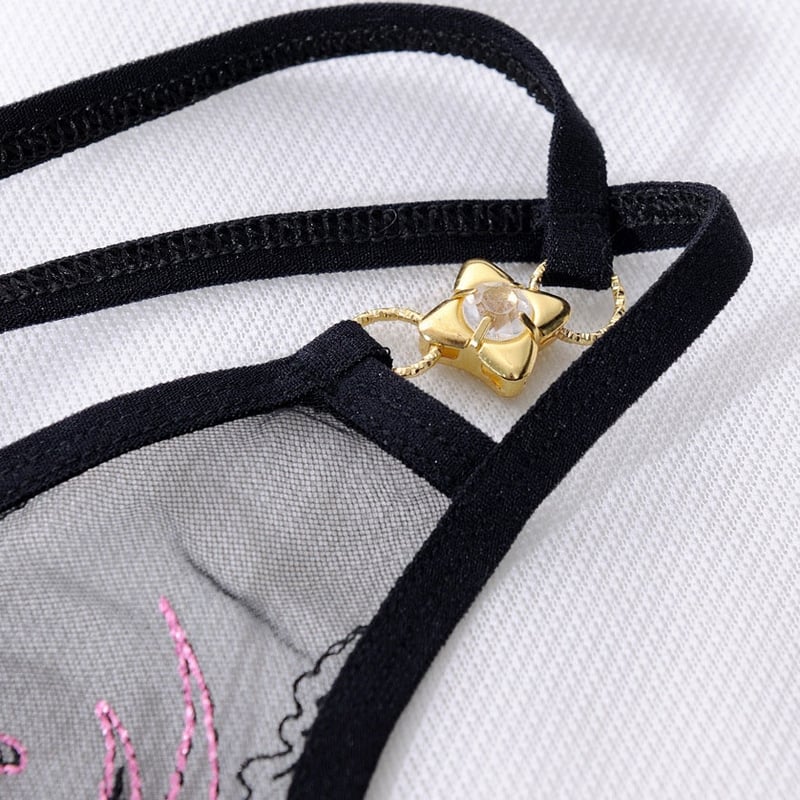 Women's Sexy Underwear Thong Panties Sexy G-String Lady's Embroidery Flowers Pendants - Image 9
