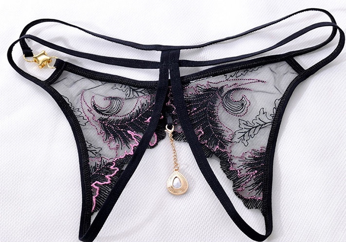 Women's Sexy Underwear Thong Panties Sexy G-String Lady's Embroidery Flowers Pendants - Image 8