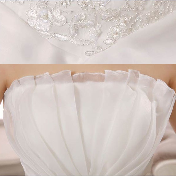 Wedding Dress Fashion White Luxury Lace Strapless Floor Length Dresses - Image 11
