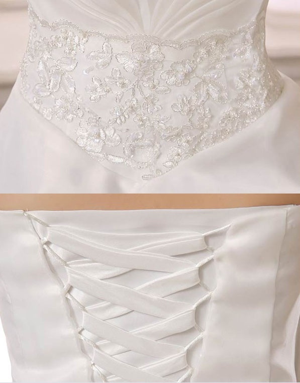 Wedding Dress Fashion White Luxury Lace Strapless Floor Length Dresses - Image 12