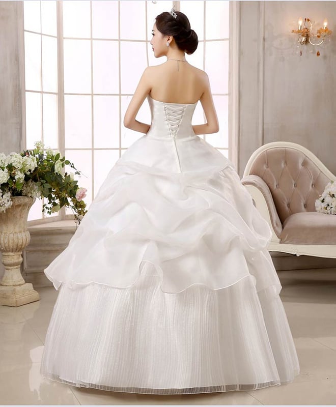 Wedding Dress Fashion White Luxury Lace Strapless Floor Length Dresses - Image 5