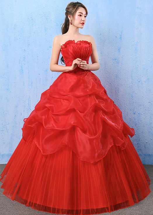 Wedding Dress Fashion White Luxury Lace Strapless Floor Length Dresses - Image 9
