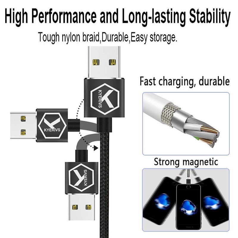 LED Magnetic Charger Cable Mobile Phone  Cable  Smart Fast Charging USB Cord Cable for Type-C/Micro/Lightning - Image 3