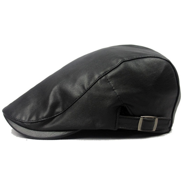 PU Leather Cap Ivy Newsboy Cabbie Gatsby Golf Driving Hat - Image 2