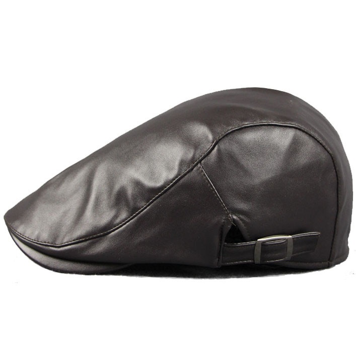 PU Leather Cap Ivy Newsboy Cabbie Gatsby Golf Driving Hat - Image 3