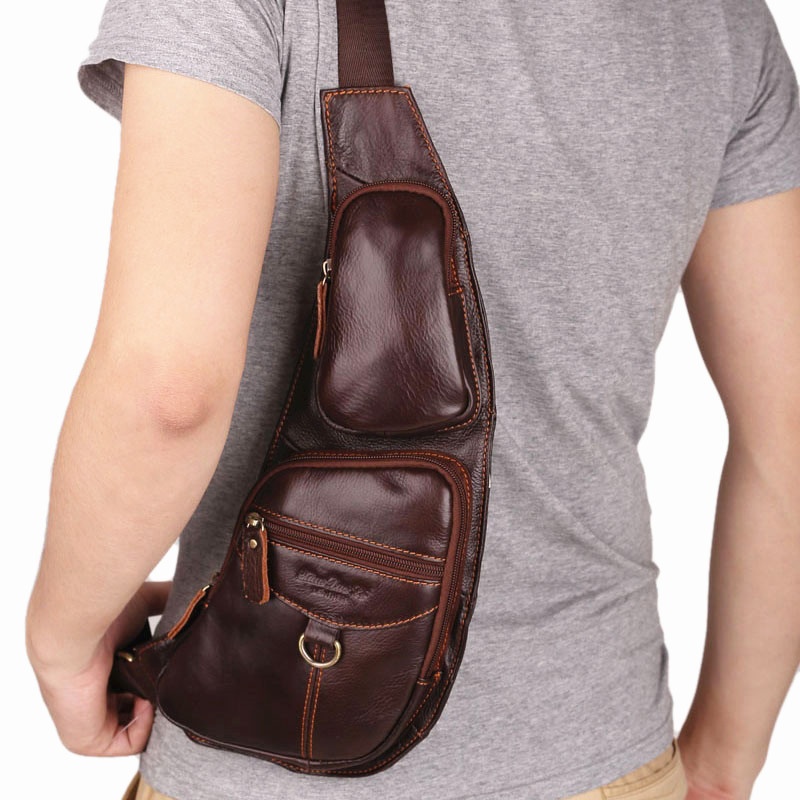 Genuine Leather Men Messenger Bag Casual Crossbody Bag Fashion Men's Handbag men chest bag Male Shoulder Bag - Image 3