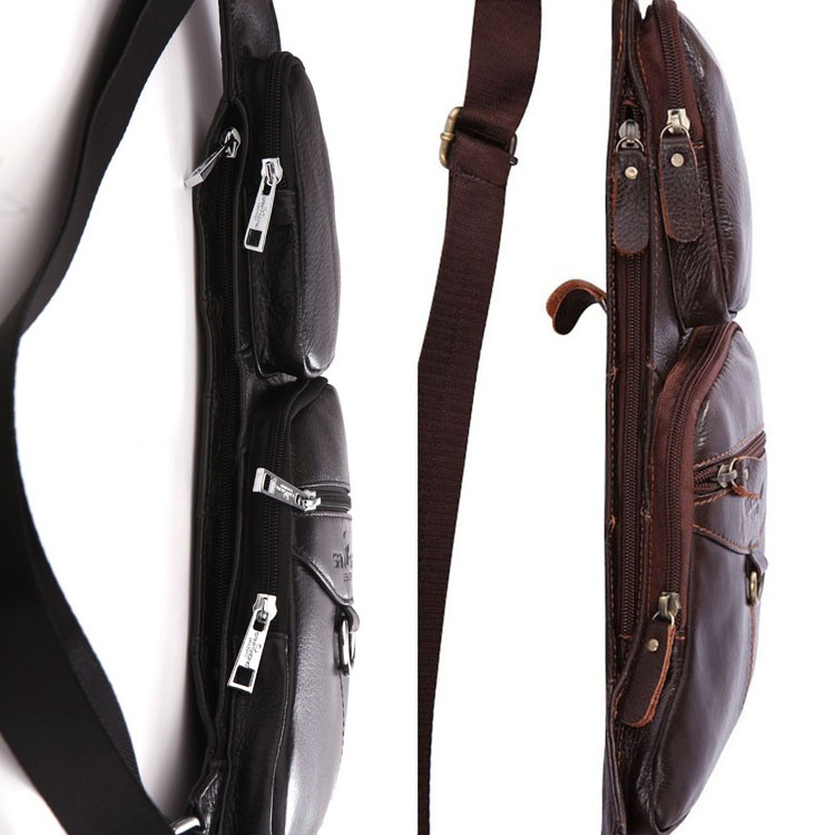 Genuine Leather Men Messenger Bag Casual Crossbody Bag Fashion Men's Handbag men chest bag Male Shoulder Bag - Image 9