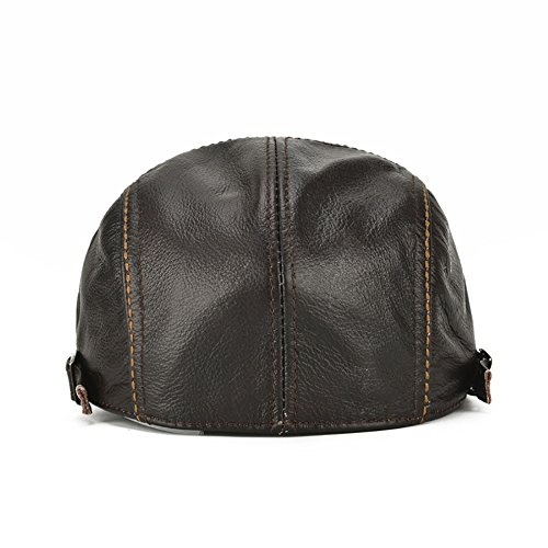 Men's Flat Cap Beret Hunting Real Cowhide Leather Driver Cap Newsboy Hat - Image 5