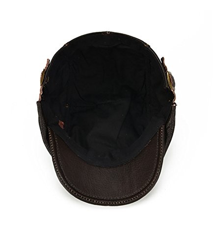 Men's Flat Cap Beret Hunting Real Cowhide Leather Driver Cap Newsboy Hat - Image 6