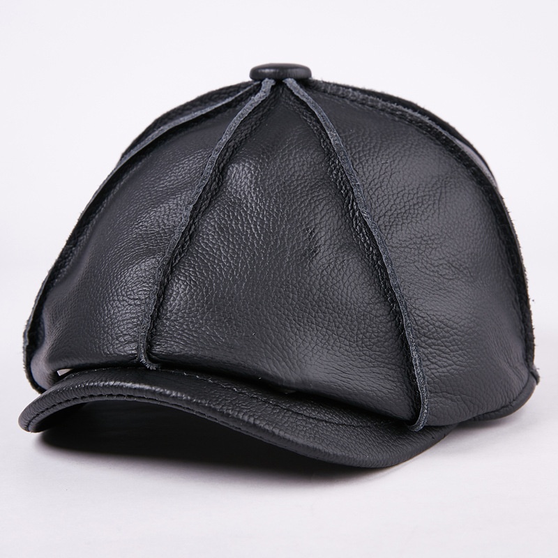 Mens Newsboy Caps Real Cow Leather Women Casual Brown Cap Ivy Duckbill Hats - Image 15