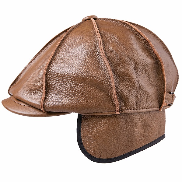 Mens Newsboy Caps Real Cow Leather Women Casual Brown Cap Ivy Duckbill Hats - Image 18