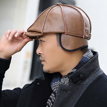Mens Newsboy Caps Real Cow Leather Women Casual Brown Cap Ivy Duckbill Hats - Image 6